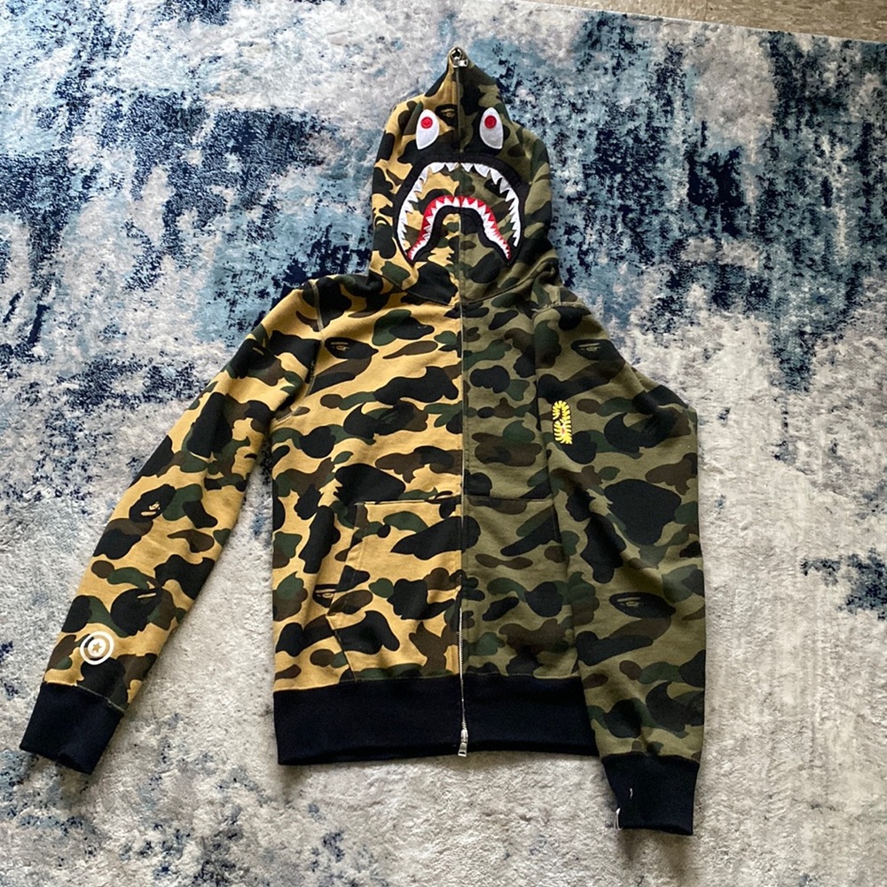 BAPE 2 TONED FULL ZIP SWEATER PONR